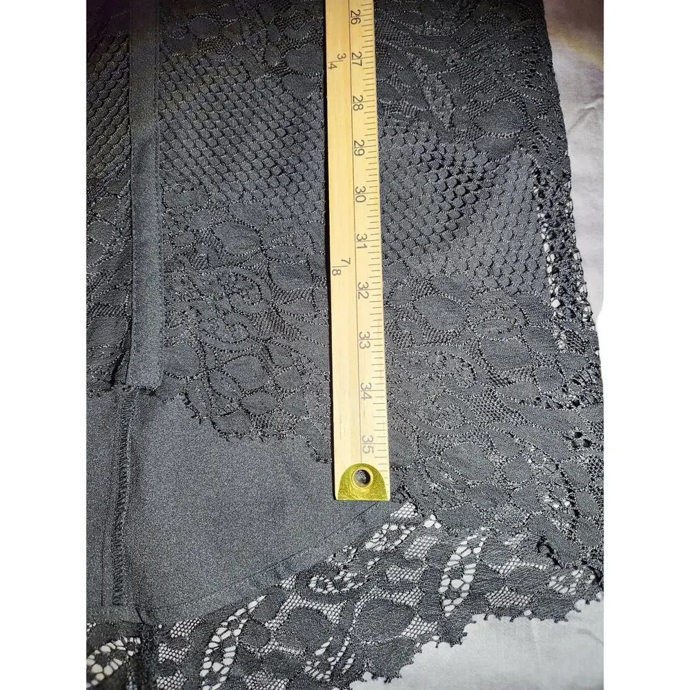 Adelyn Rae Womens Sheath Dress Black Floral Lace Crew Neck Sleeveless Zip Small